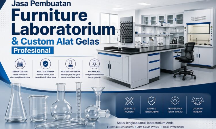 Meja laboratorium tahan bahan kimia dengan desain modern