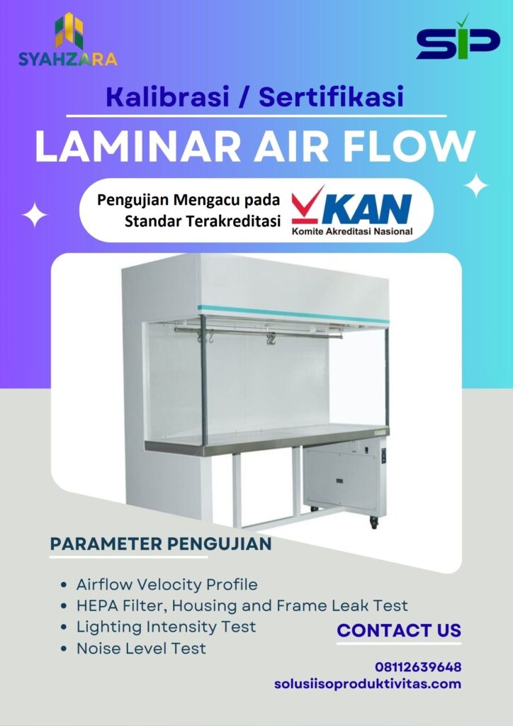 Proses kalibrasi laminar air flow menggunakan alat ukur airflow