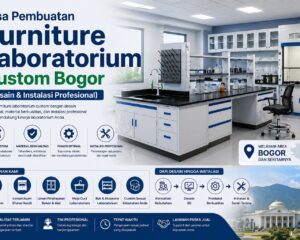 Meja laboratorium custom tahan bahan kimia di Bogor
