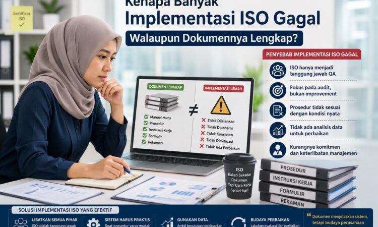 Implementasi ISO perusahaan yang gagal karena hanya fokus pada dokumen tanpa menjalankan sistem manajemen secara efektif