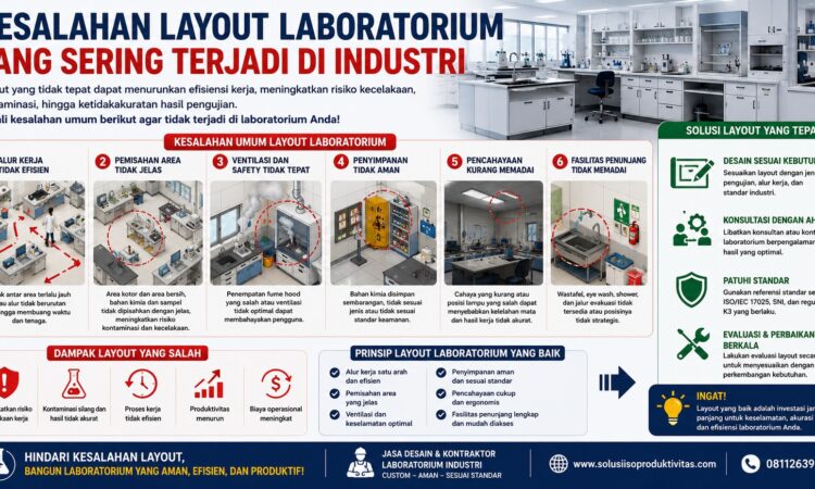 Layout laboratorium industri dengan penempatan alat yang teratur