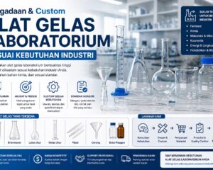 Alat gelas laboratorium seperti beaker dan labu ukur presisi tinggi