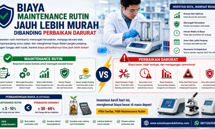 Teknisi melakukan maintenance rutin alat laboratorium