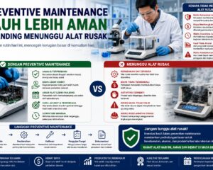 Teknisi melakukan preventive maintenance alat laboratorium