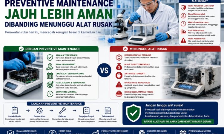 Teknisi melakukan preventive maintenance alat laboratorium